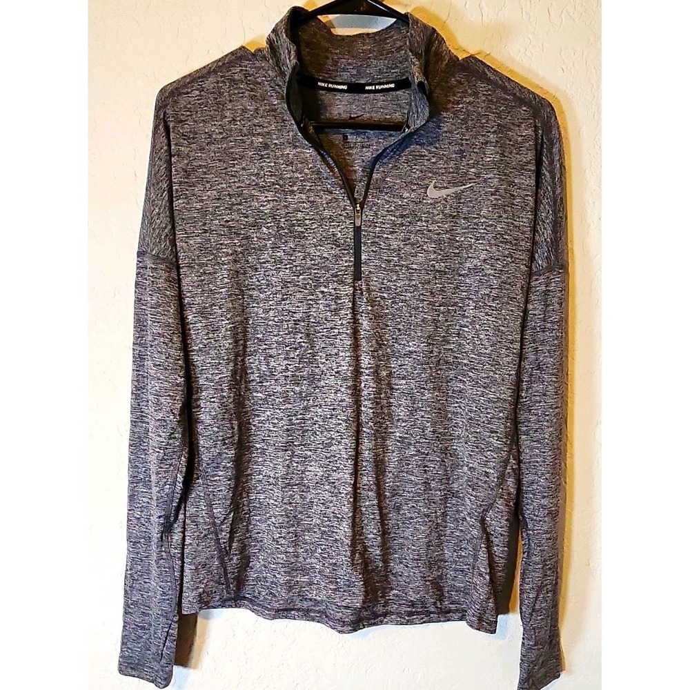 Nike Dri-FIT Men's Heathered Gray Running 1/4 Zip Pullover Reflective S